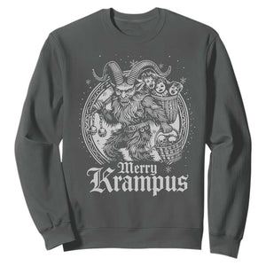 Christmas Krampus Sweatshirt Merry Krampus Norse Pagan Yule Horror Xmas TS11 Dark Heather Print Your Wear