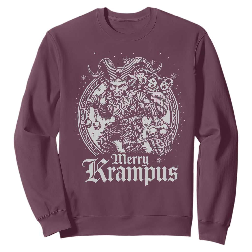 Christmas Krampus Sweatshirt Merry Krampus Norse Pagan Yule Horror Xmas TS11 Maroon Print Your Wear