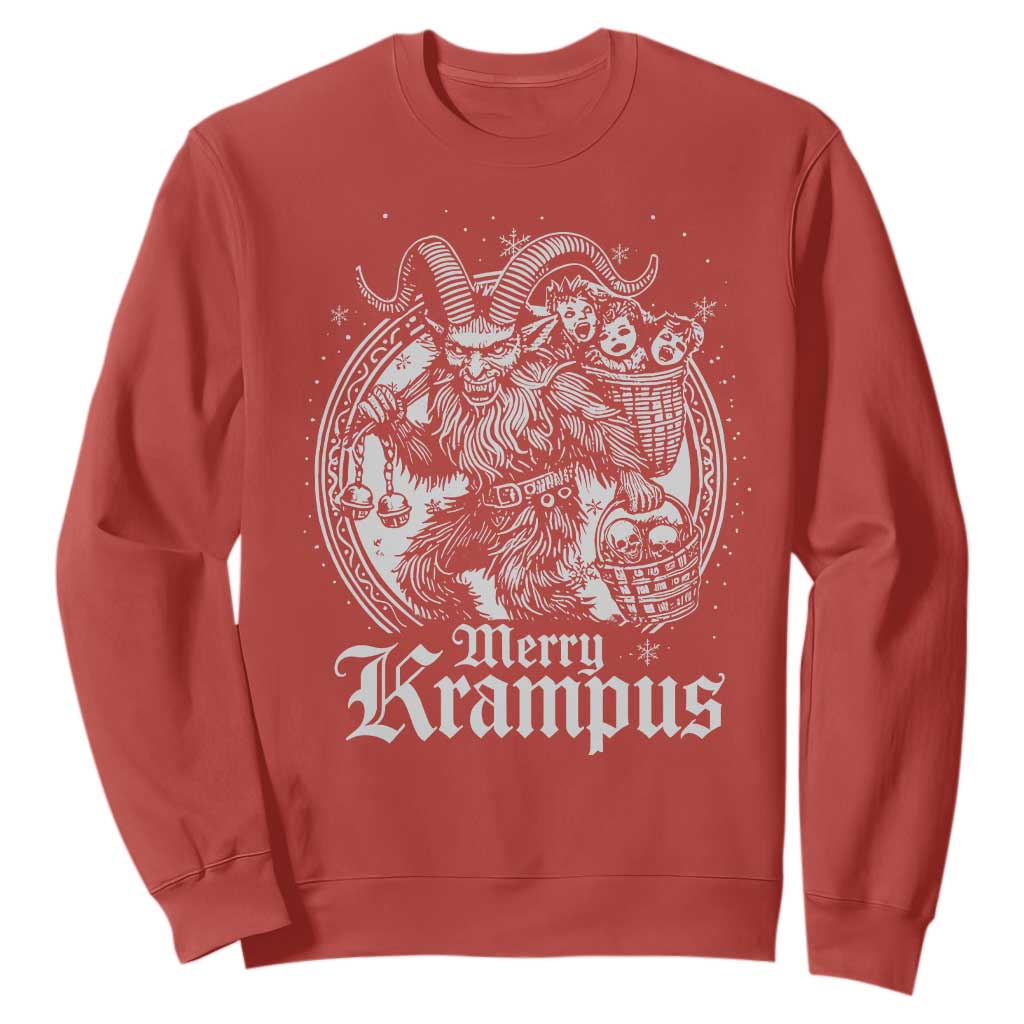 Christmas Krampus Sweatshirt Merry Krampus Norse Pagan Yule Horror Xmas TS11 Red Print Your Wear
