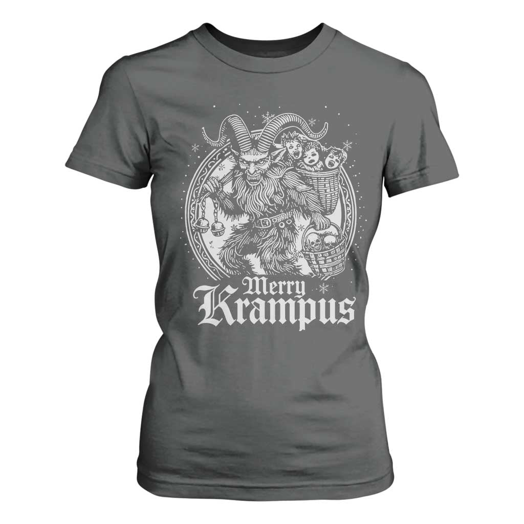 Christmas Krampus T Shirt For Women Merry Krampus Norse Pagan Yule Horror Xmas TS11 Dark Heather Print Your Wear