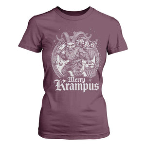 Christmas Krampus T Shirt For Women Merry Krampus Norse Pagan Yule Horror Xmas TS11 Maroon Print Your Wear