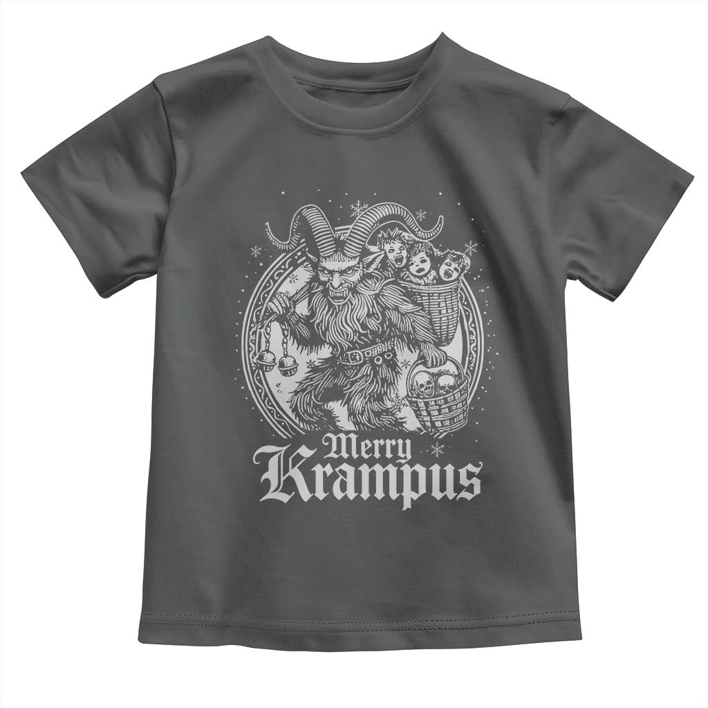 Christmas Krampus Toddler T Shirt Merry Krampus Norse Pagan Yule Horror Xmas TS11 Dark Heather Print Your Wear