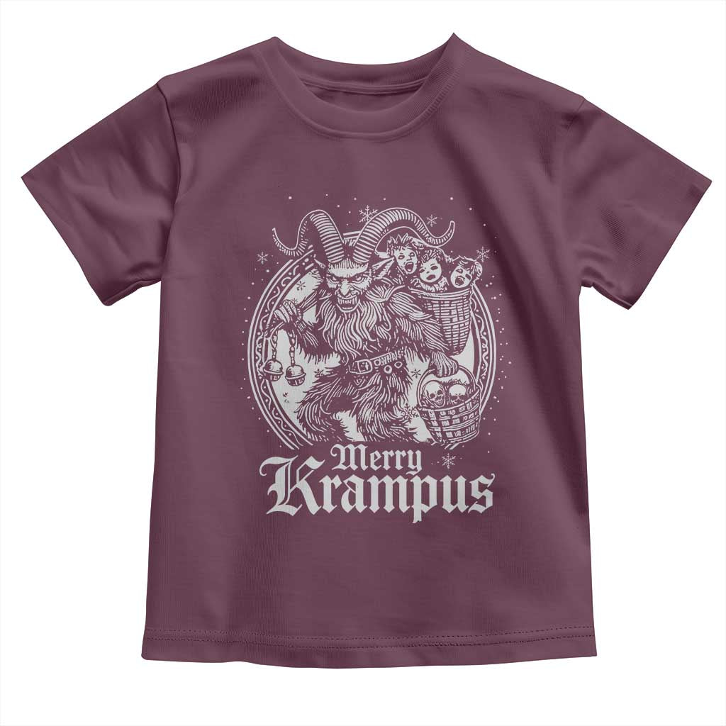 Christmas Krampus Toddler T Shirt Merry Krampus Norse Pagan Yule Horror Xmas TS11 Maroon Print Your Wear