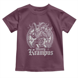 Christmas Krampus Toddler T Shirt Merry Krampus Norse Pagan Yule Horror Xmas TS11 Maroon Print Your Wear