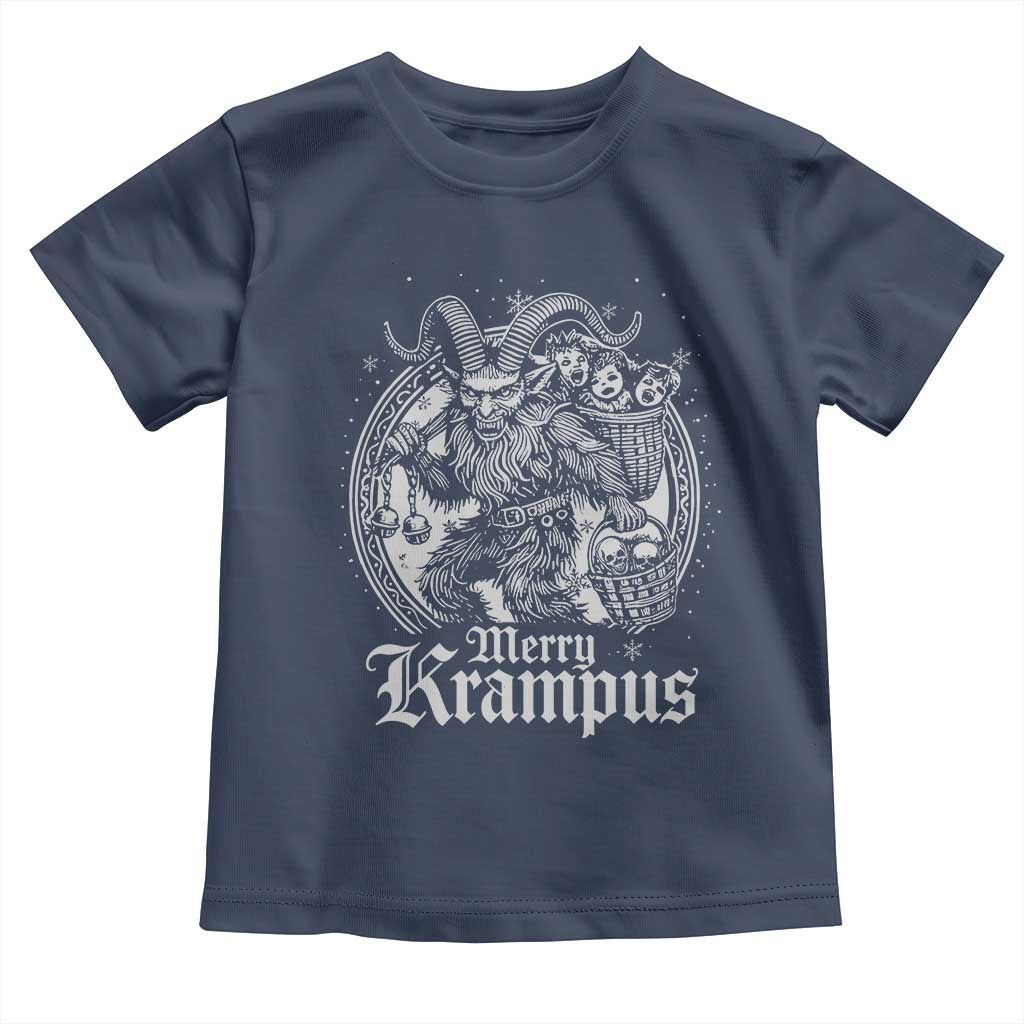 Christmas Krampus Toddler T Shirt Merry Krampus Norse Pagan Yule Horror Xmas TS11 Navy Print Your Wear