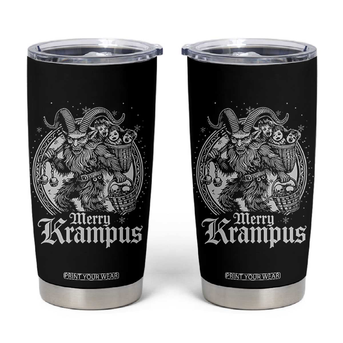 Christmas Krampus Tumbler Cup Merry Krampus Norse Pagan Yule Horror Xmas TS11 Black Print Your Wear