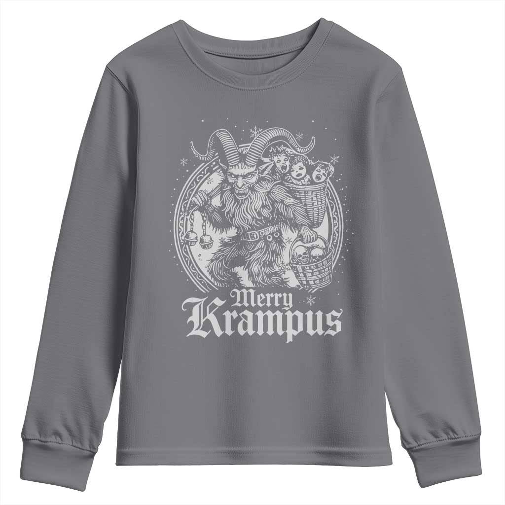 Christmas Krampus Youth Sweatshirt Merry Krampus Norse Pagan Yule Horror Xmas TS11 Charcoal Print Your Wear