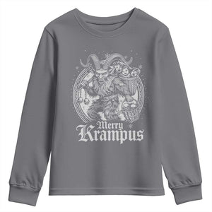 Christmas Krampus Youth Sweatshirt Merry Krampus Norse Pagan Yule Horror Xmas TS11 Charcoal Print Your Wear