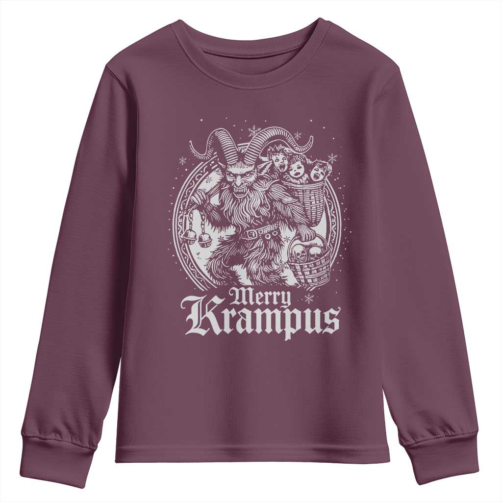 Christmas Krampus Youth Sweatshirt Merry Krampus Norse Pagan Yule Horror Xmas TS11 Maroon Print Your Wear