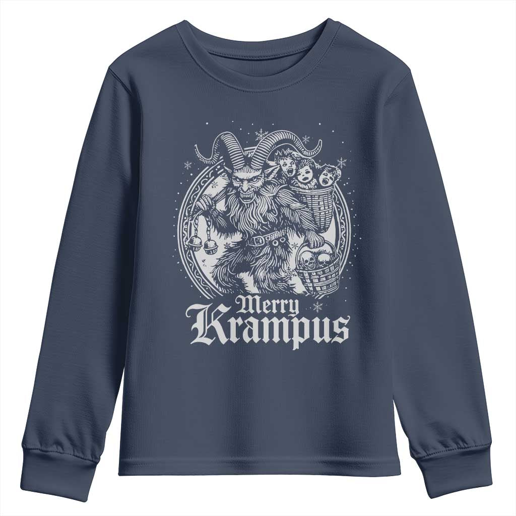 Christmas Krampus Youth Sweatshirt Merry Krampus Norse Pagan Yule Horror Xmas TS11 Navy Print Your Wear