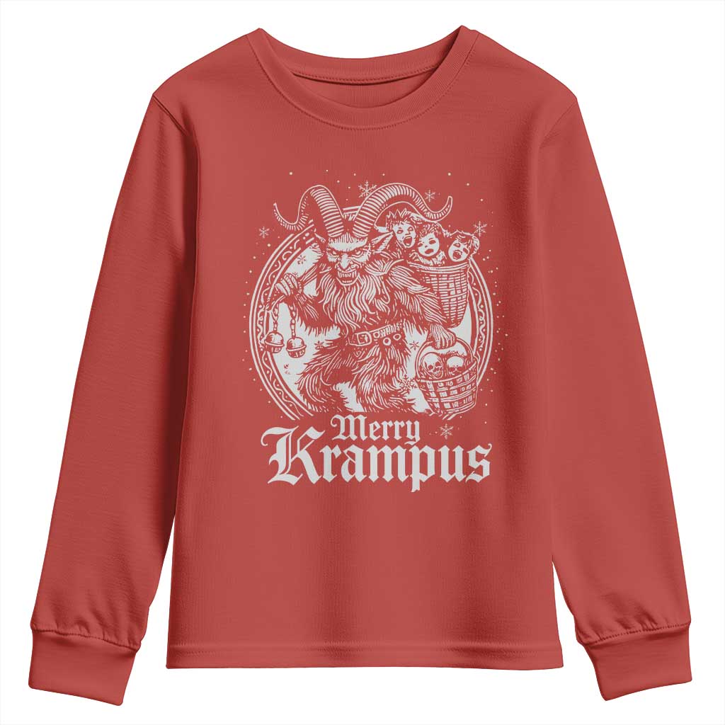 Christmas Krampus Youth Sweatshirt Merry Krampus Norse Pagan Yule Horror Xmas TS11 Red Print Your Wear