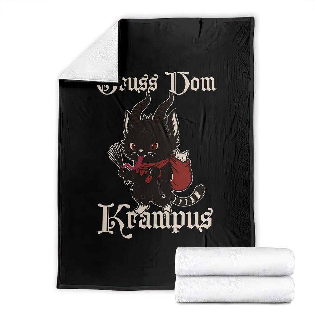 Christmas Krampus Cat Throw Blanket Gruss Vom Krampus Pagan Yule Xmas TS11 Black Print Your Wear