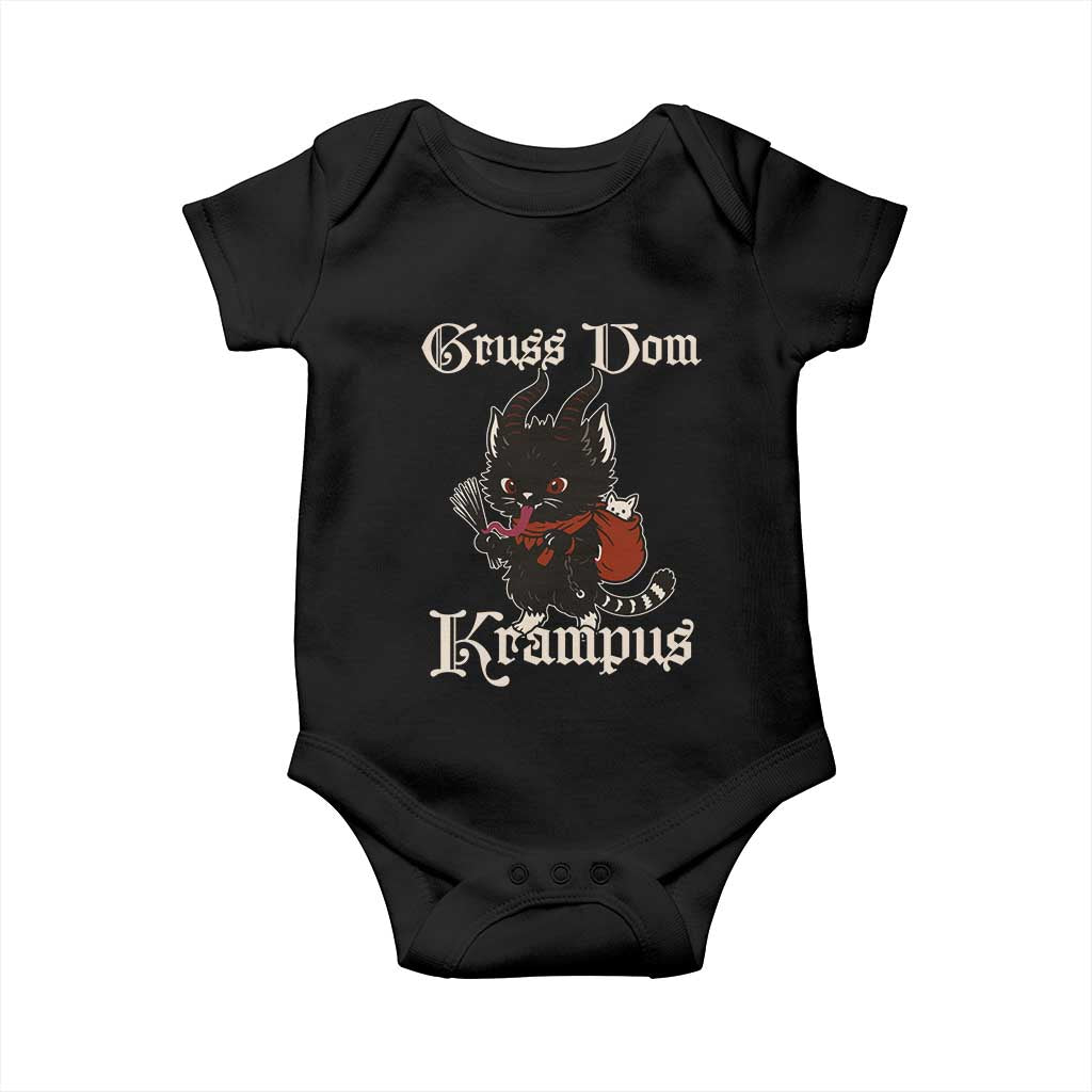 Christmas Krampus Cat Baby Onesie Gruss Vom Krampus Pagan Yule Xmas TS11 Black Print Your Wear