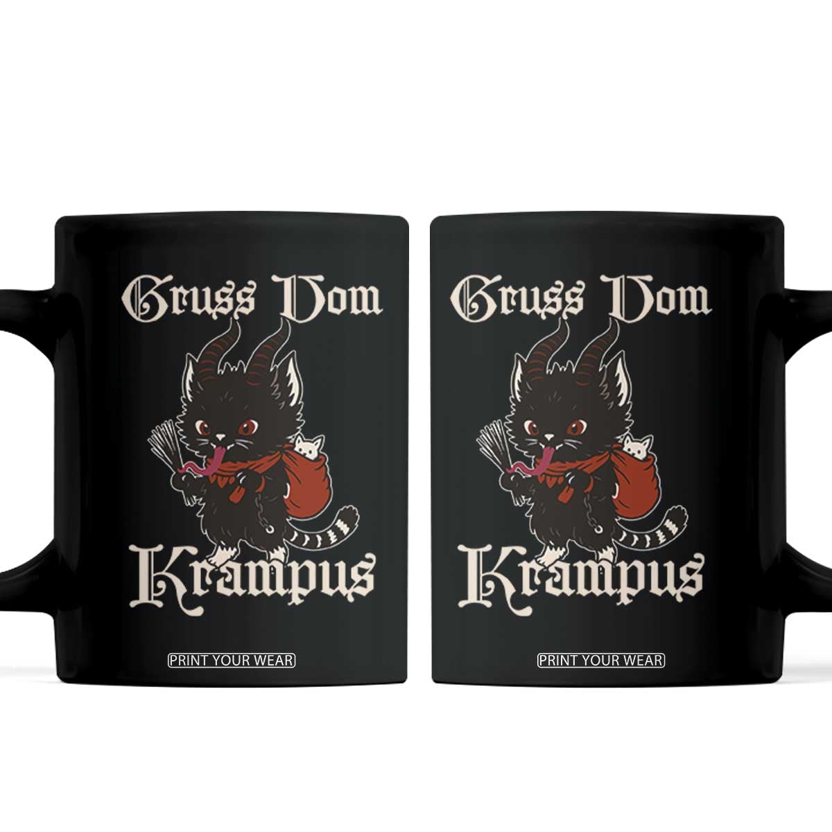 Christmas Krampus Cat Coffee Mug Gruss Vom Krampus Pagan Yule Xmas TS11 Black Print Your Wear