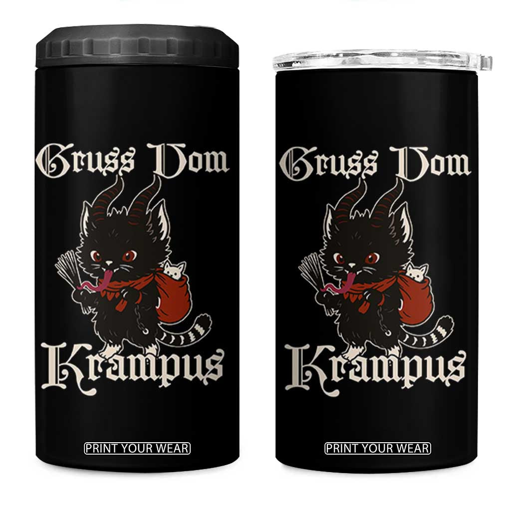 Christmas Krampus Cat 4 in 1 Can Cooler Tumbler Gruss Vom Krampus Pagan Yule Xmas TS11 One Size: 16 oz Black Print Your Wear