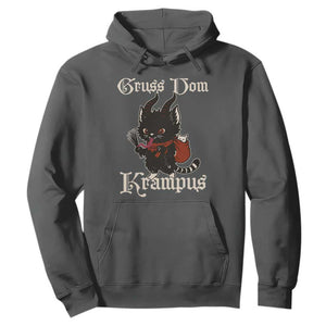Christmas Krampus Cat Hoodie Gruss Vom Krampus Pagan Yule Xmas TS11 Dark Heather Print Your Wear