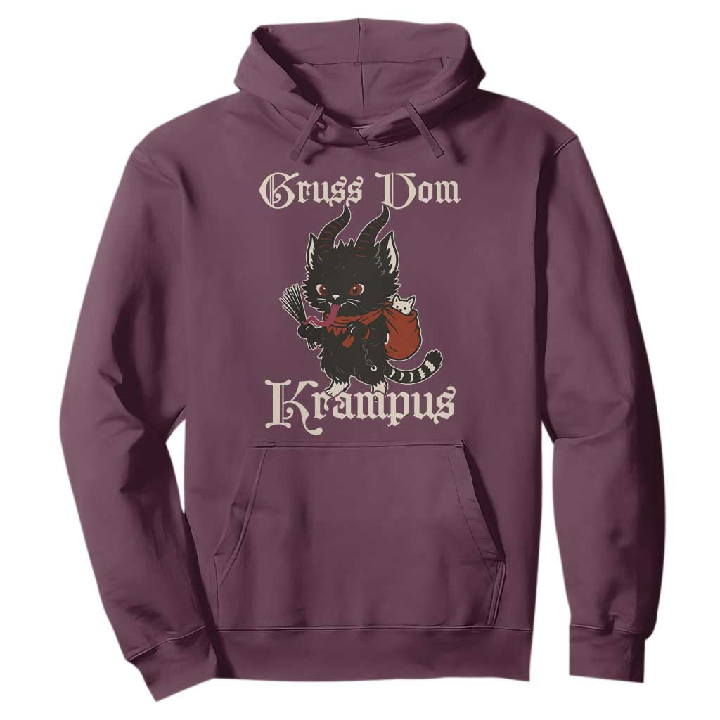 Christmas Krampus Cat Hoodie Gruss Vom Krampus Pagan Yule Xmas TS11 Maroon Print Your Wear