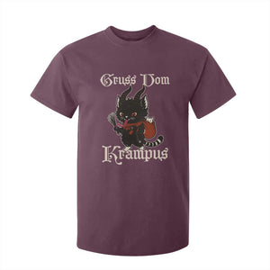 Christmas Krampus Cat T Shirt For Kid Gruss Vom Krampus Pagan Yule Xmas TS11 Maroon Print Your Wear