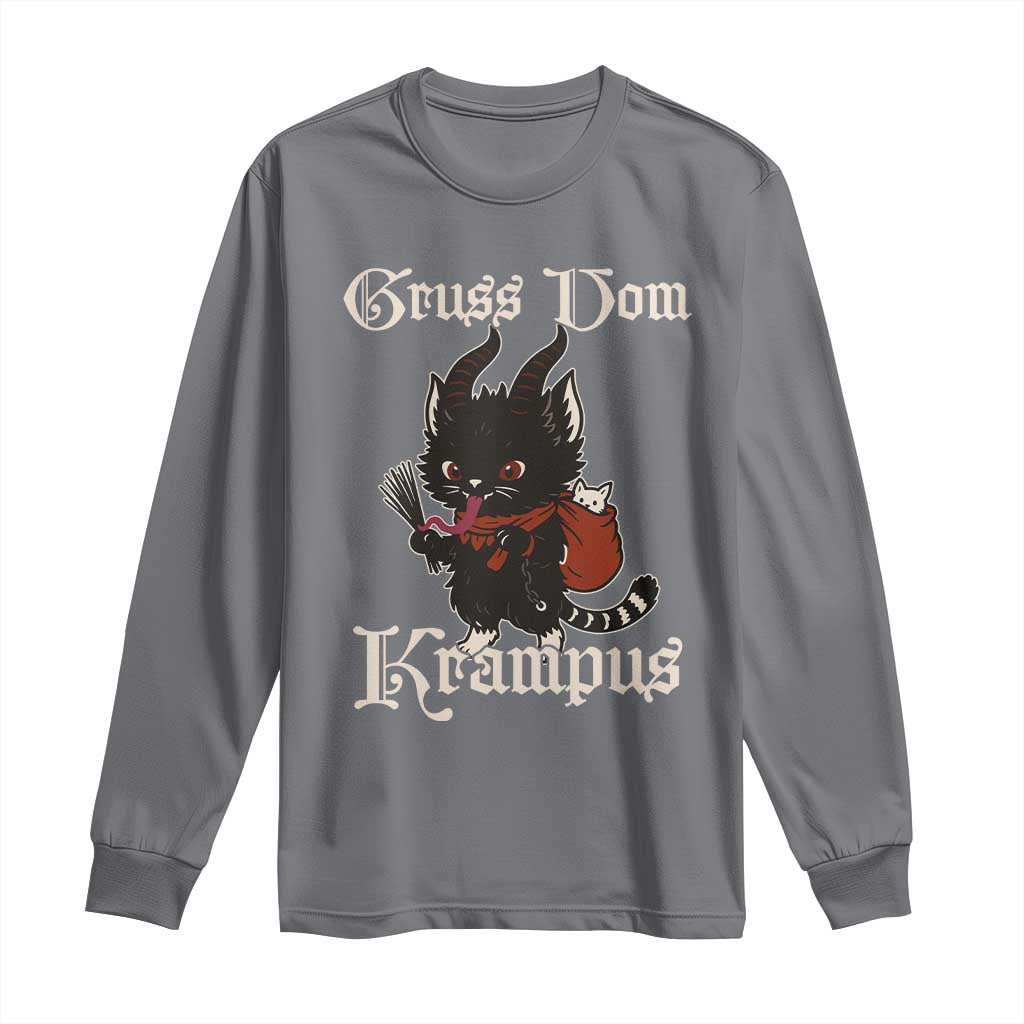 Christmas Krampus Cat Long Sleeve Shirt Gruss Vom Krampus Pagan Yule Xmas TS11 Charcoal Print Your Wear