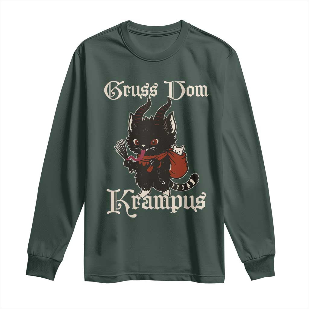 Christmas Krampus Cat Long Sleeve Shirt Gruss Vom Krampus Pagan Yule Xmas TS11 Dark Forest Green Print Your Wear