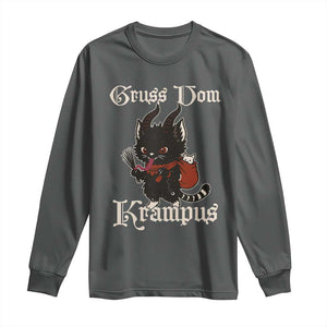 Christmas Krampus Cat Long Sleeve Shirt Gruss Vom Krampus Pagan Yule Xmas TS11 Dark Heather Print Your Wear