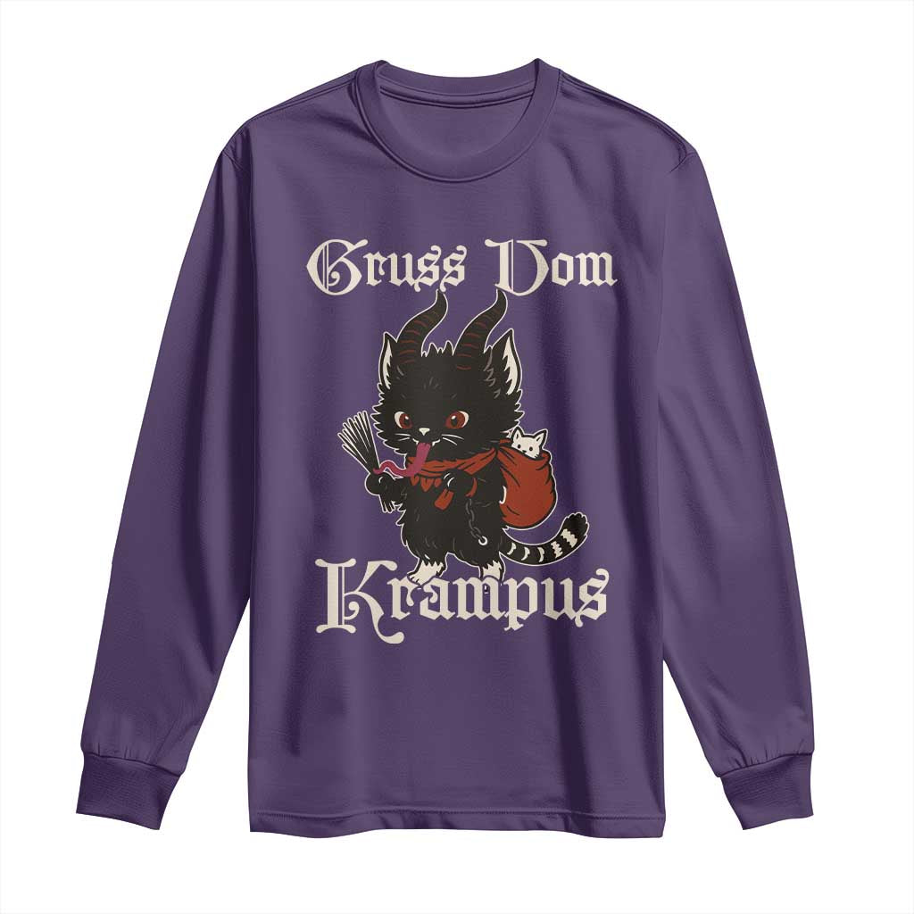 Christmas Krampus Cat Long Sleeve Shirt Gruss Vom Krampus Pagan Yule Xmas TS11 Purple Print Your Wear