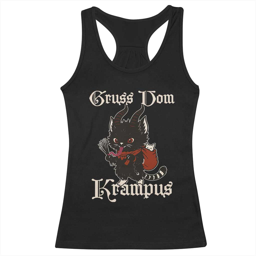 Christmas Krampus Cat Racerback Tank Top Gruss Vom Krampus Pagan Yule Xmas TS11 Black Print Your Wear