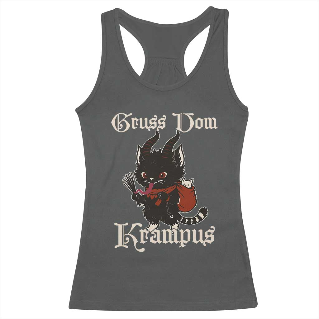 Christmas Krampus Cat Racerback Tank Top Gruss Vom Krampus Pagan Yule Xmas TS11 Dark Heather Print Your Wear