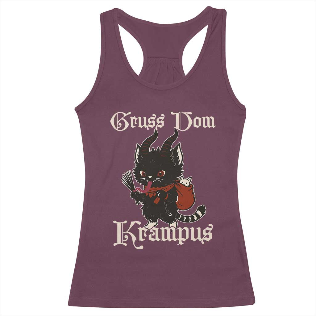 Christmas Krampus Cat Racerback Tank Top Gruss Vom Krampus Pagan Yule Xmas TS11 Maroon Print Your Wear