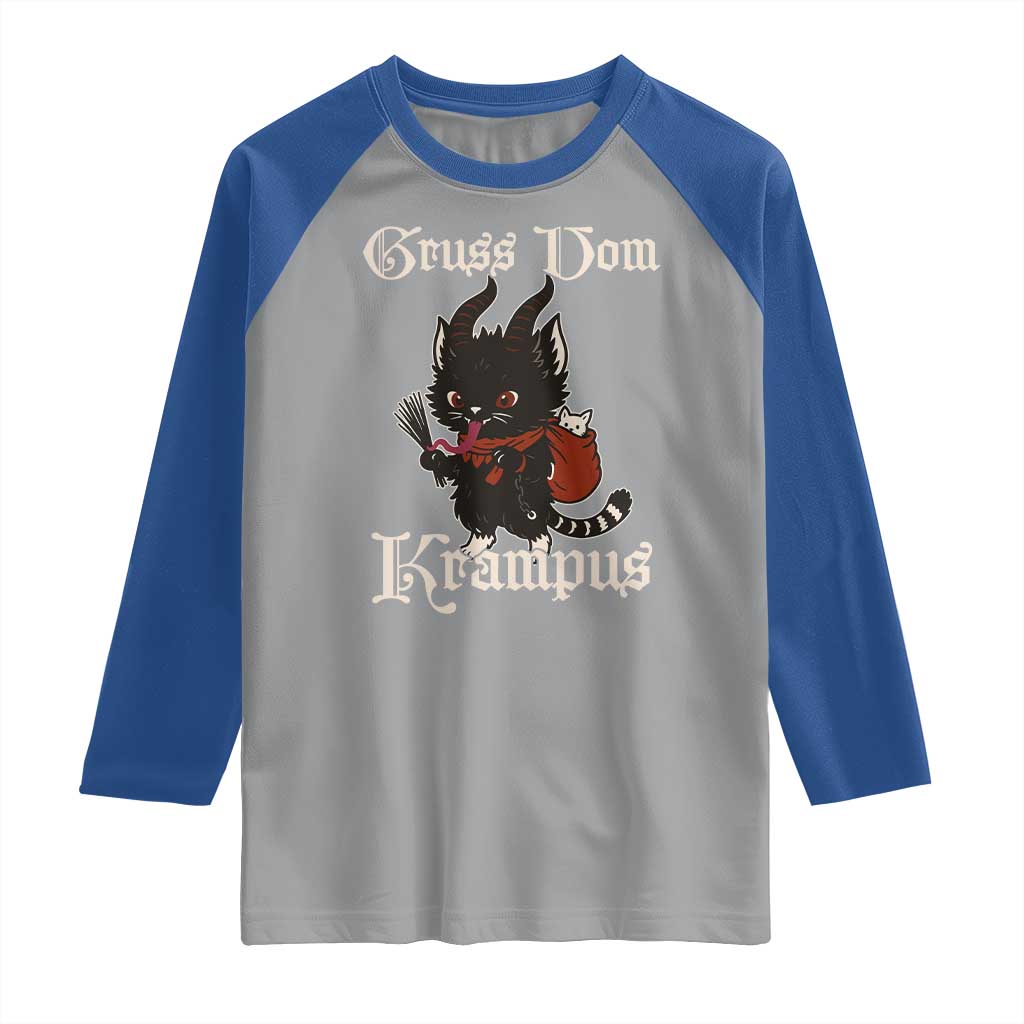 Christmas Krampus Cat Raglan Shirt Gruss Vom Krampus Pagan Yule Xmas TS11 Sport Gray Royal Print Your Wear