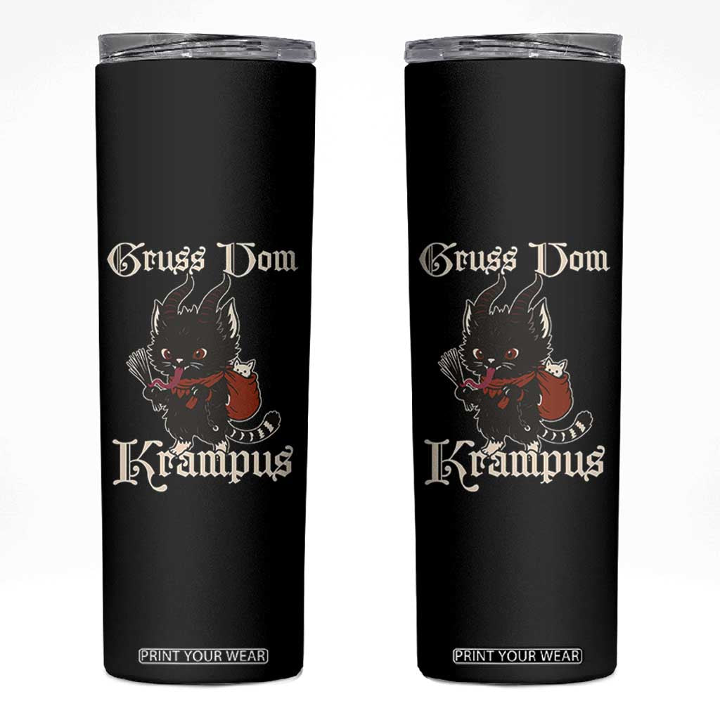 Christmas Krampus Cat Skinny Tumbler Gruss Vom Krampus Pagan Yule Xmas TS11 Black Print Your Wear