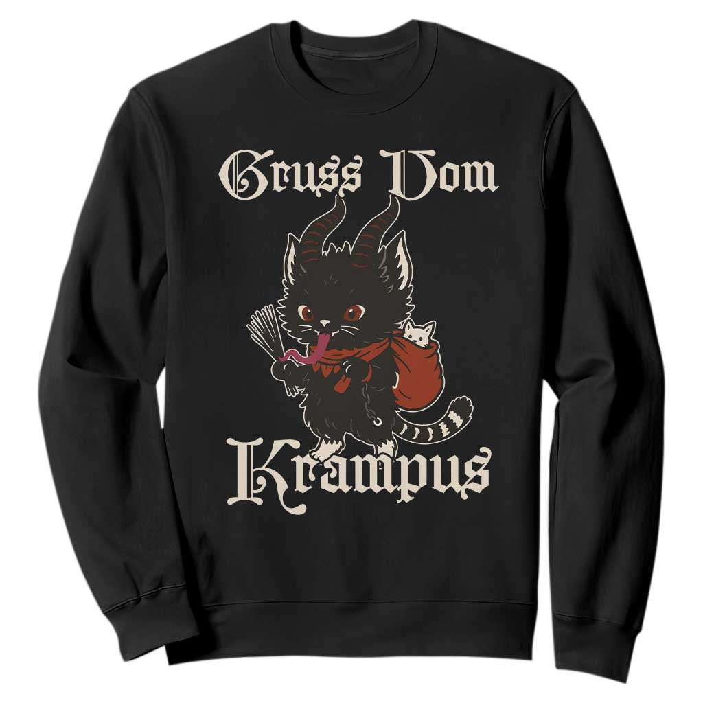 Christmas Krampus Cat Sweatshirt Gruss Vom Krampus Pagan Yule Xmas TS11 Black Print Your Wear