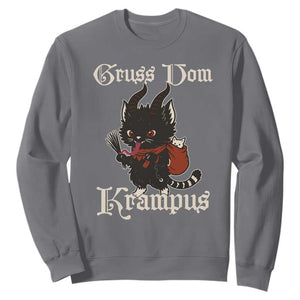 Christmas Krampus Cat Sweatshirt Gruss Vom Krampus Pagan Yule Xmas TS11 Charcoal Print Your Wear