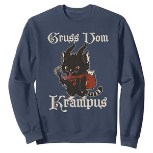 Christmas Krampus Cat Sweatshirt Gruss Vom Krampus Pagan Yule Xmas TS11 Navy Print Your Wear