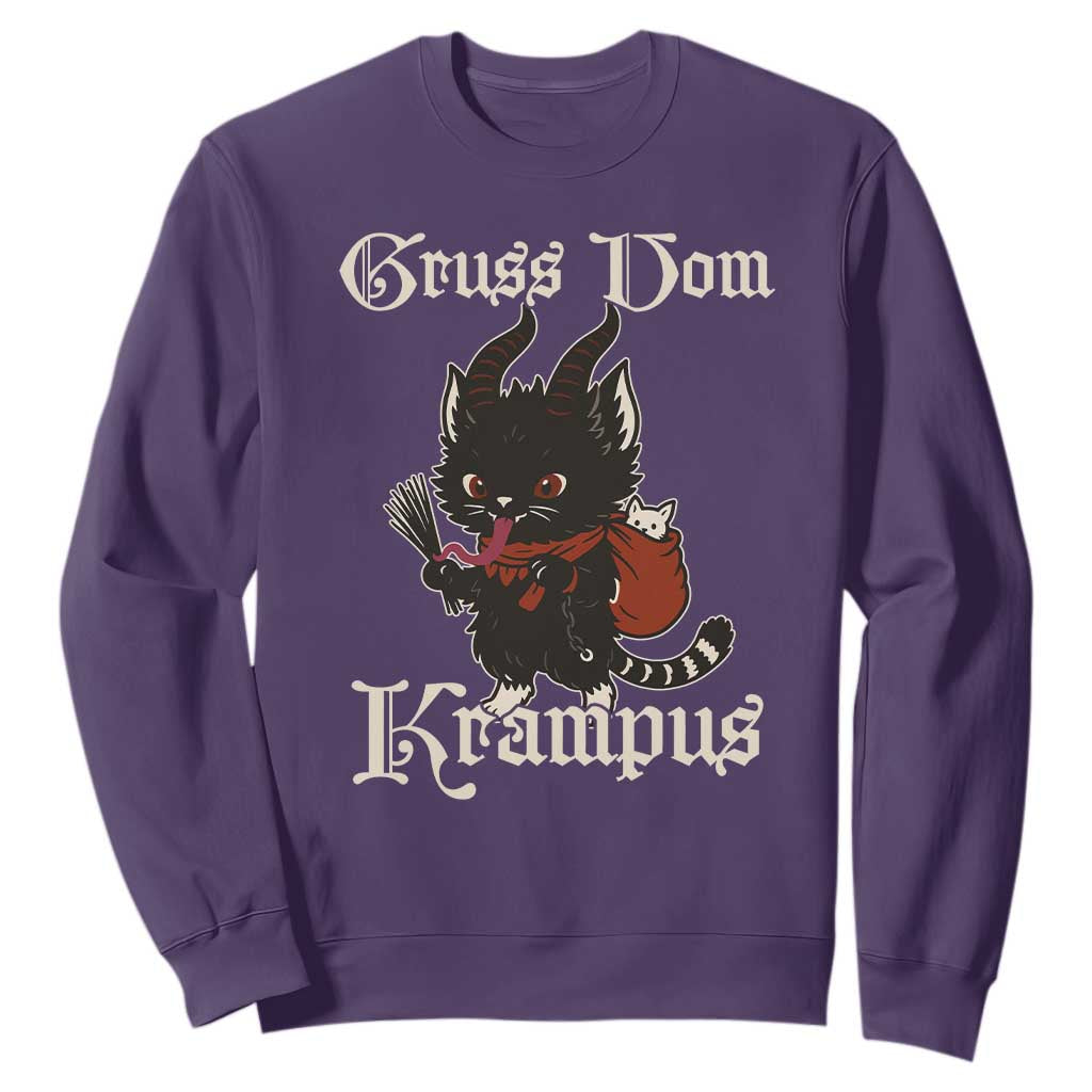 Christmas Krampus Cat Sweatshirt Gruss Vom Krampus Pagan Yule Xmas TS11 Purple Print Your Wear