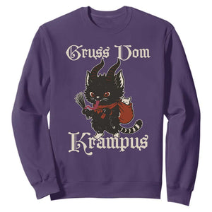 Christmas Krampus Cat Sweatshirt Gruss Vom Krampus Pagan Yule Xmas TS11 Purple Print Your Wear