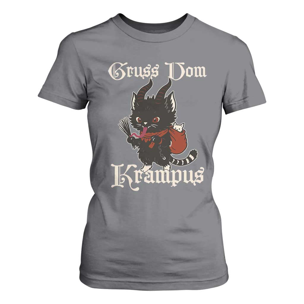 Christmas Krampus Cat T Shirt For Women Gruss Vom Krampus Pagan Yule Xmas TS11 Charcoal Print Your Wear