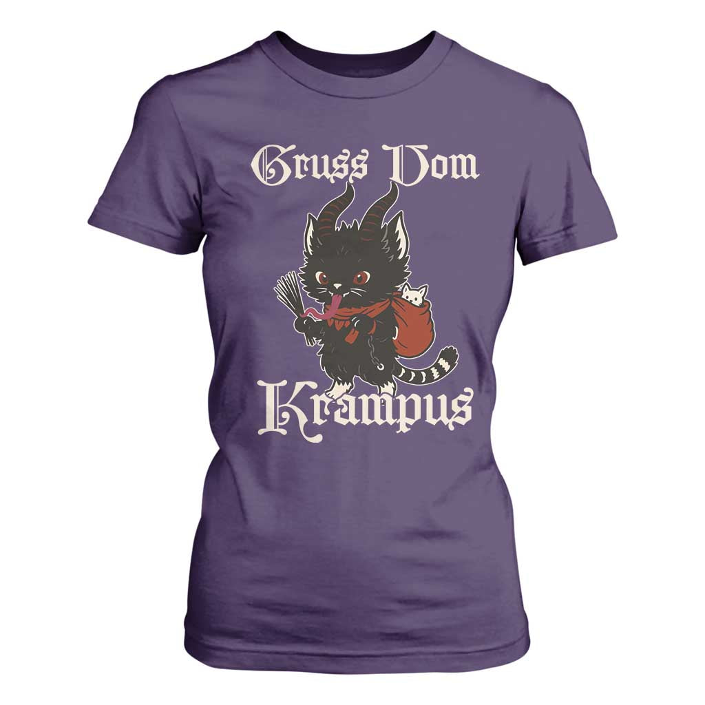 Christmas Krampus Cat T Shirt For Women Gruss Vom Krampus Pagan Yule Xmas TS11 Purple Print Your Wear
