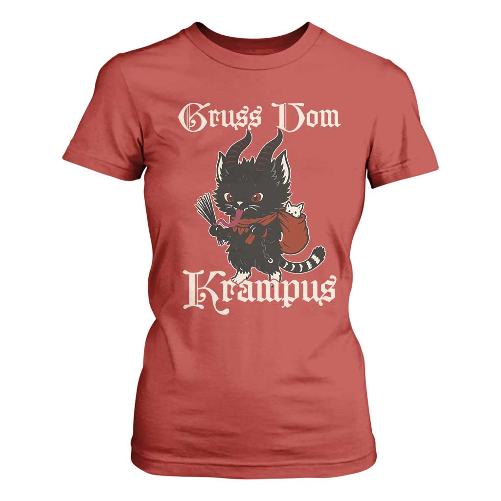Christmas Krampus Cat T Shirt For Women Gruss Vom Krampus Pagan Yule Xmas TS11 Red Print Your Wear
