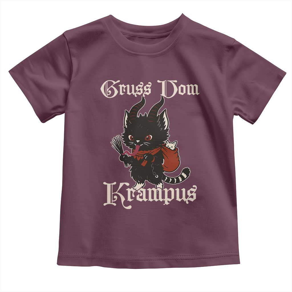 Christmas Krampus Cat Toddler T Shirt Gruss Vom Krampus Pagan Yule Xmas TS11 Maroon Print Your Wear