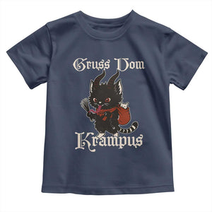 Christmas Krampus Cat Toddler T Shirt Gruss Vom Krampus Pagan Yule Xmas TS11 Navy Print Your Wear