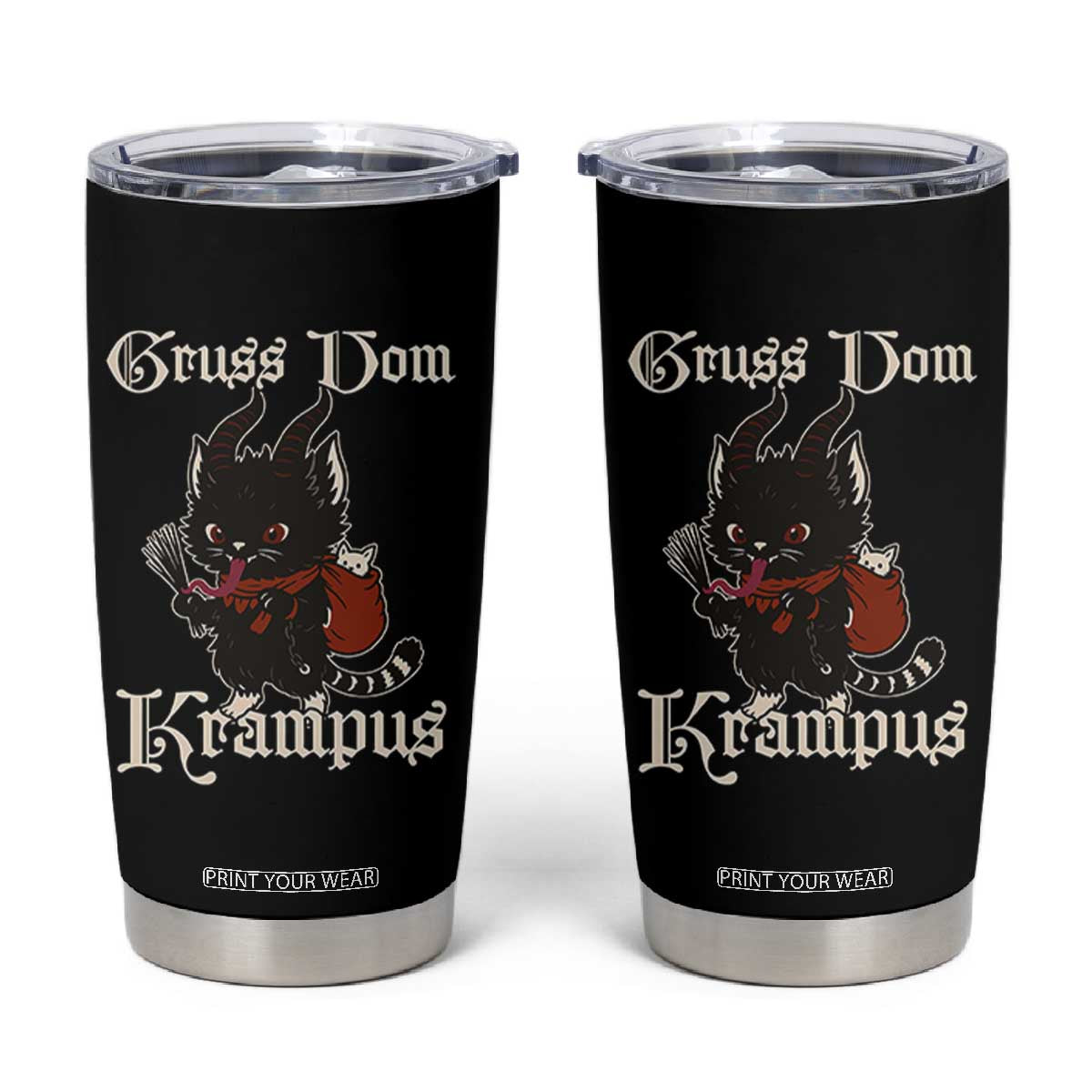 Christmas Krampus Cat Tumbler Cup Gruss Vom Krampus Pagan Yule Xmas TS11 Black Print Your Wear