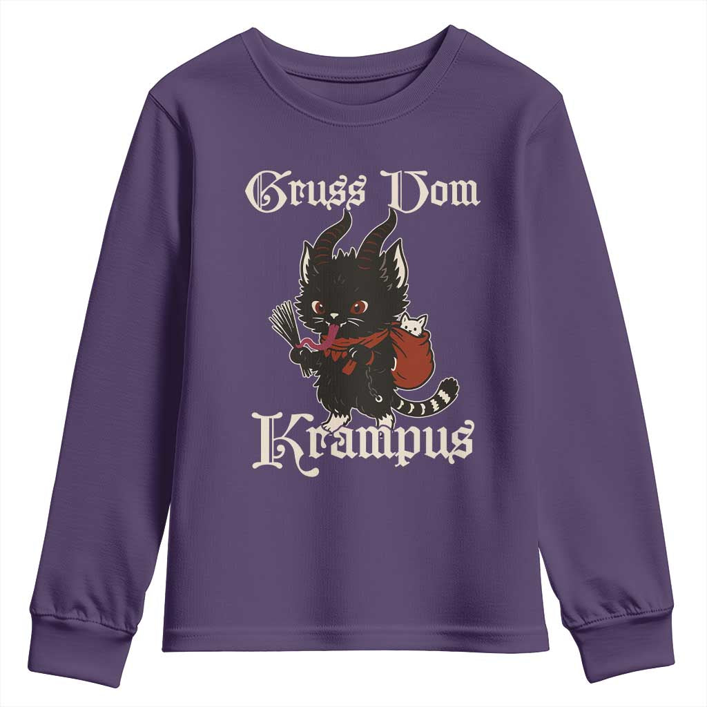 Christmas Krampus Cat Youth Sweatshirt Gruss Vom Krampus Pagan Yule Xmas TS11 Purple Print Your Wear