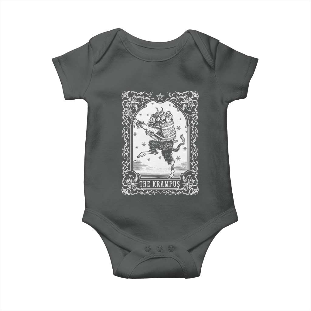 Christmas Krampus Baby Onesie Pagan Yule Nordic Xmas Krampus Evil Tarot Card TS11 Dark Heather Print Your Wear