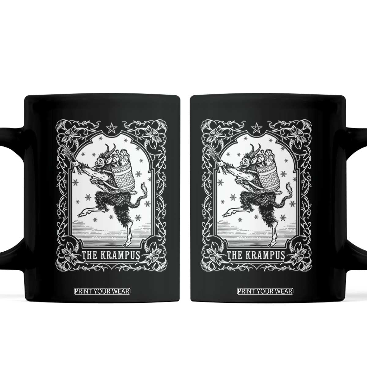 Christmas Krampus Coffee Mug Pagan Yule Nordic Xmas Krampus Evil Tarot Card TS11 Black Print Your Wear