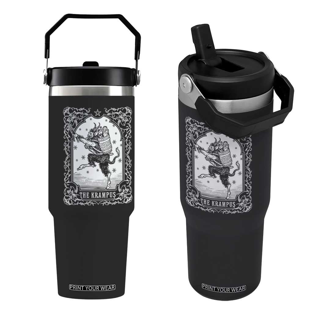 Christmas Krampus Flip Straw Tumbler Pagan Yule Nordic Xmas Krampus Evil Tarot Card TS11 One Size: 30 oz Black Print Your Wear