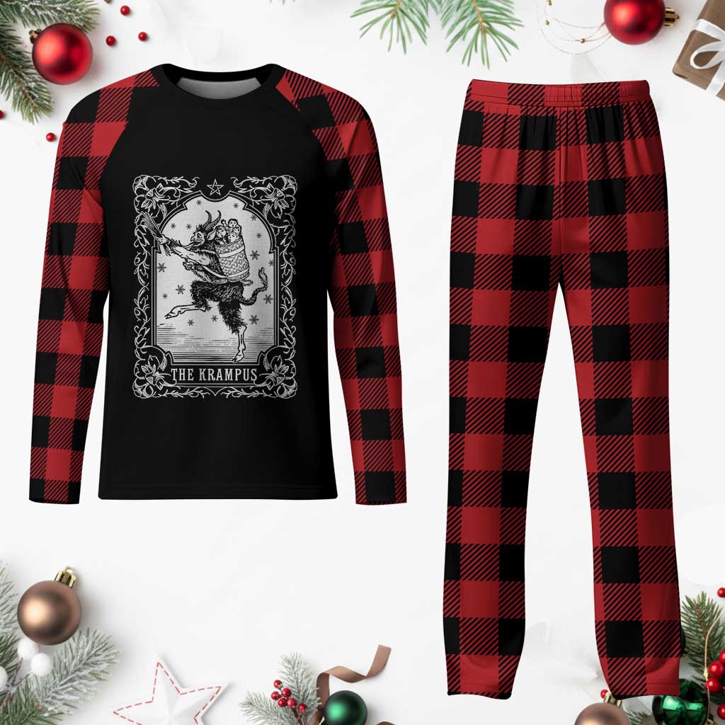 Christmas Krampus Plaid Pajama Set Pagan Yule Nordic Xmas Krampus Evil Tarot Card TS11 Buffalo Plaid Print Your Wear
