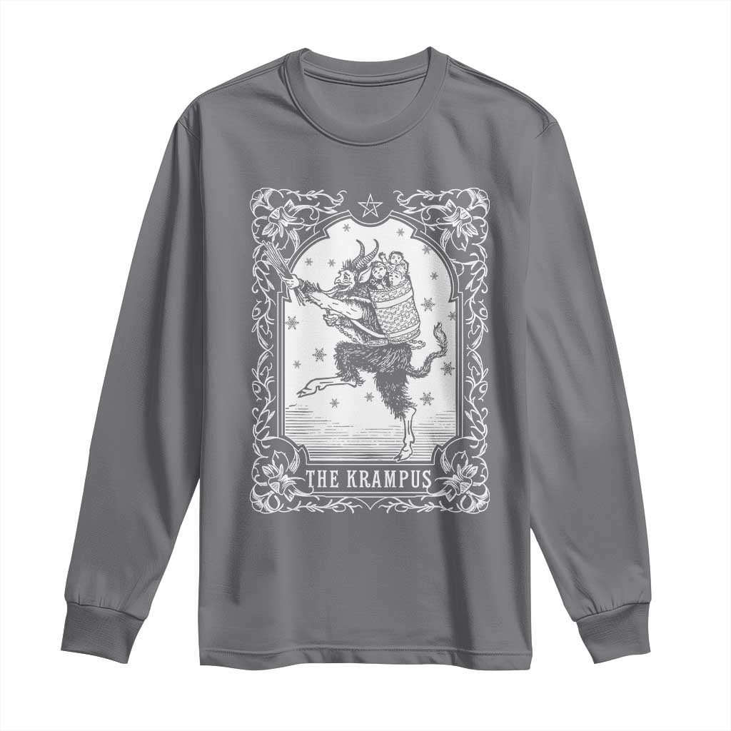 Christmas Krampus Long Sleeve Shirt Pagan Yule Nordic Xmas Krampus Evil Tarot Card TS11 Charcoal Print Your Wear