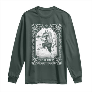 Christmas Krampus Long Sleeve Shirt Pagan Yule Nordic Xmas Krampus Evil Tarot Card TS11 Dark Forest Green Print Your Wear