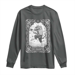 Christmas Krampus Long Sleeve Shirt Pagan Yule Nordic Xmas Krampus Evil Tarot Card TS11 Dark Heather Print Your Wear